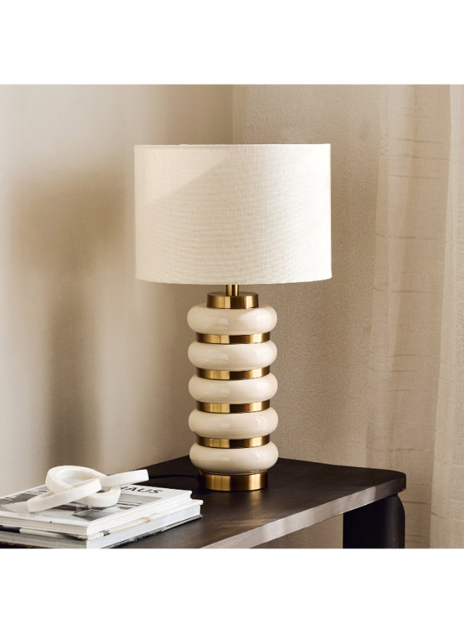 Home Box Ceramic and Metal Table Lamp with Linen Shade - Image 2